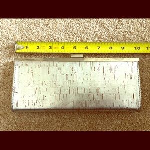 Banana Republic silver cork clutch